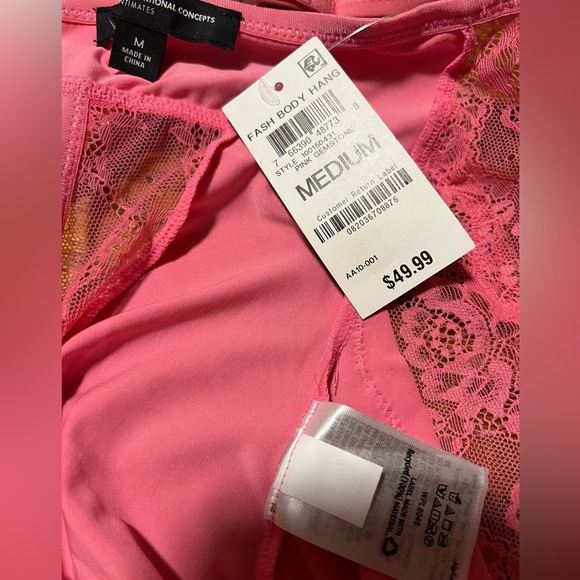 NWT INC International Concepts Micro Lace Thong Bodysuit Gemstone Pink - Picture 5 of 6